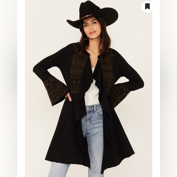 SHYANNE Cascade Embroidered French Terry Cardigan Western Embellished Timeless - Picture 1 of 15
